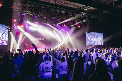 Spring Harvest Christian songs at Butlin's Minehead with stage lights and screens