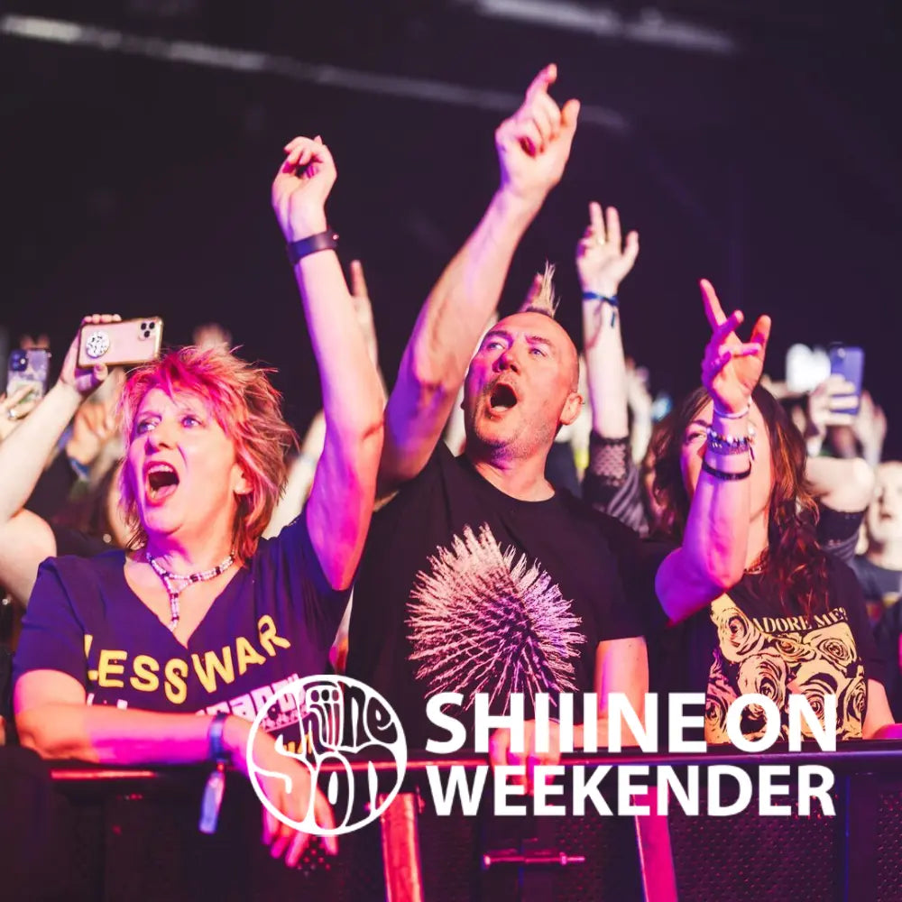 Adult party image with a logo displaying madness "shiiine on weekender" for a butlins minehead adult weekender